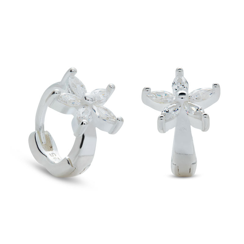Mini Silver Flower Huggies - Cameo