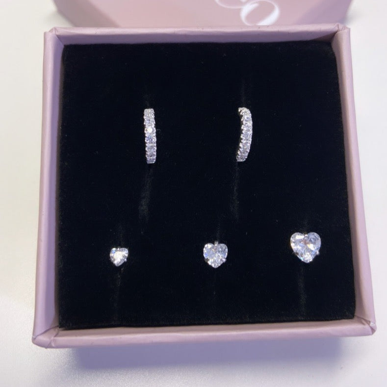 heart stud cartilage set