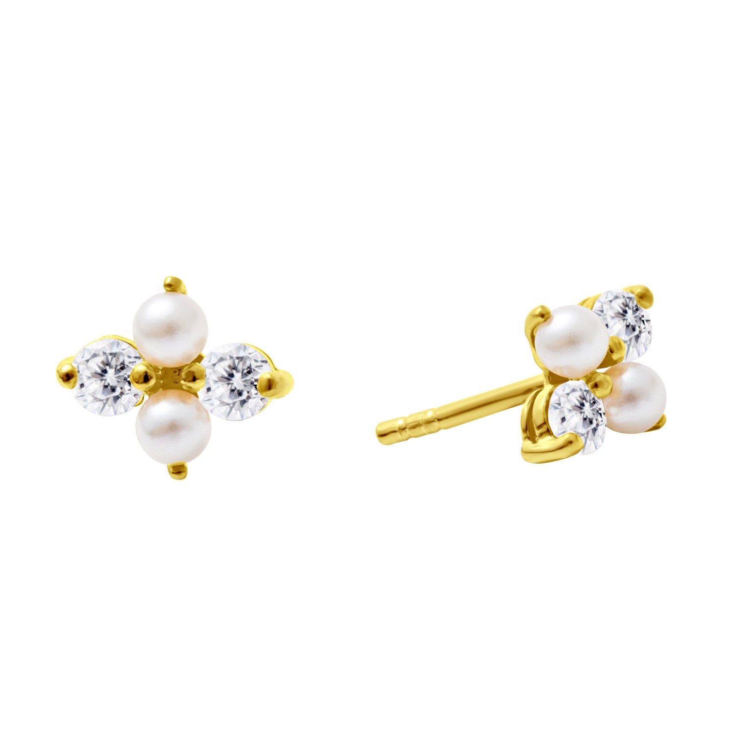 Sophia Pearl & Gem Gold Stud Earrings - Shop Cameo Ltd