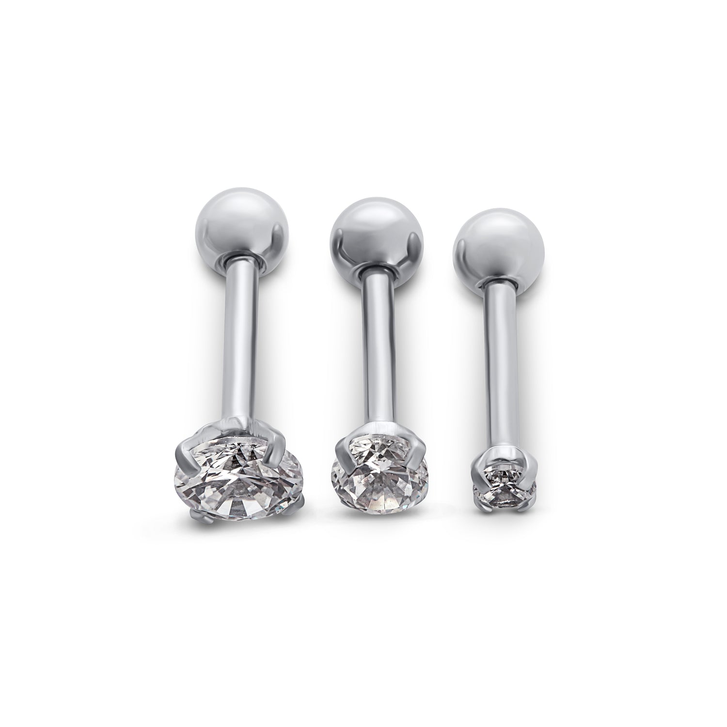 Silver Solitaire Cartilage Set - Cameo