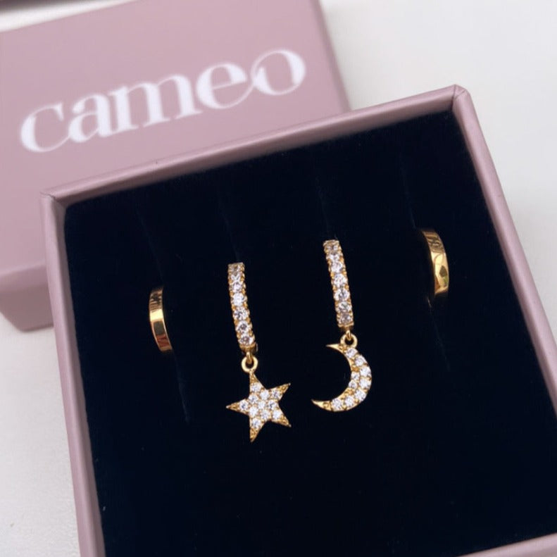 stella moon star hoop earrings