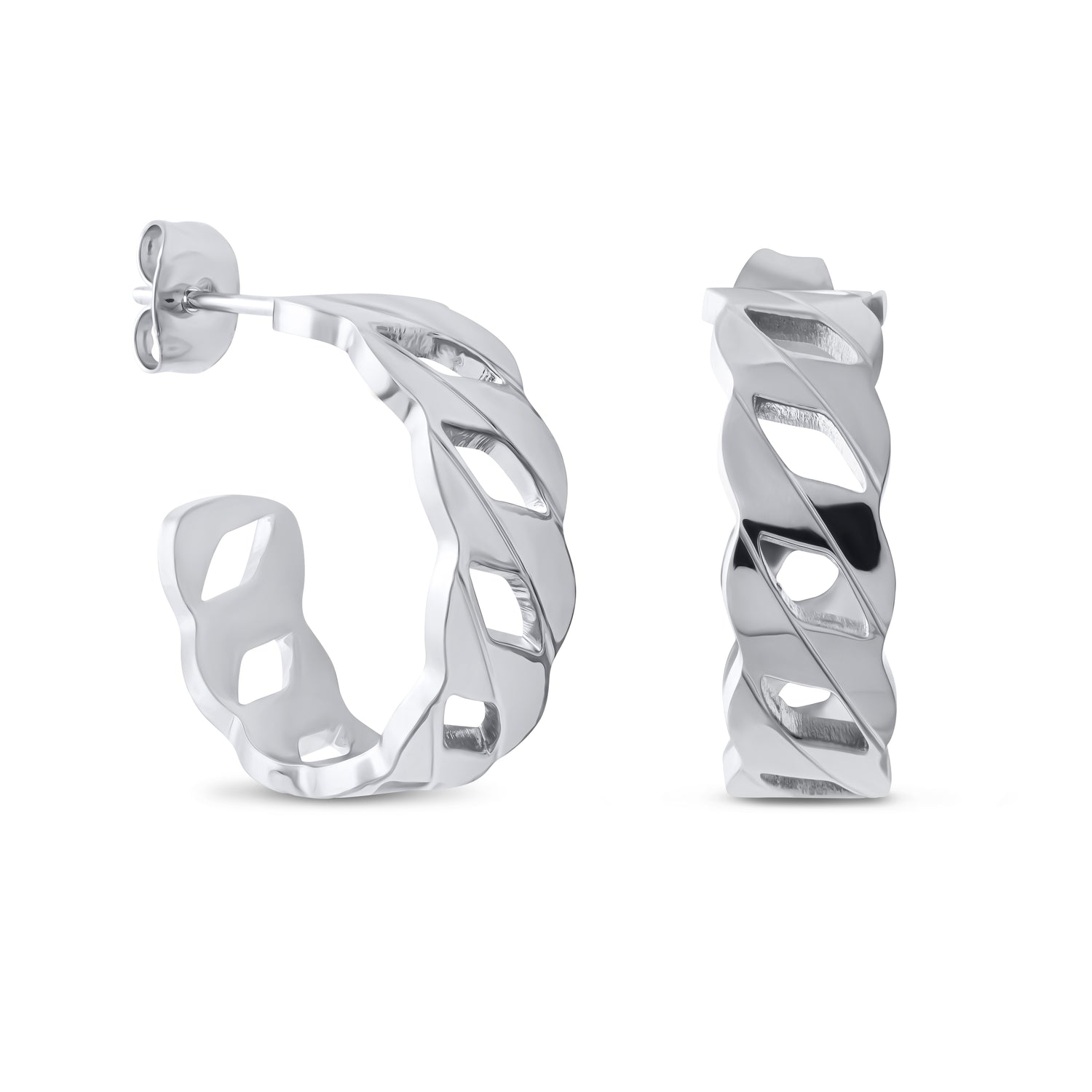lily silver chain hoops