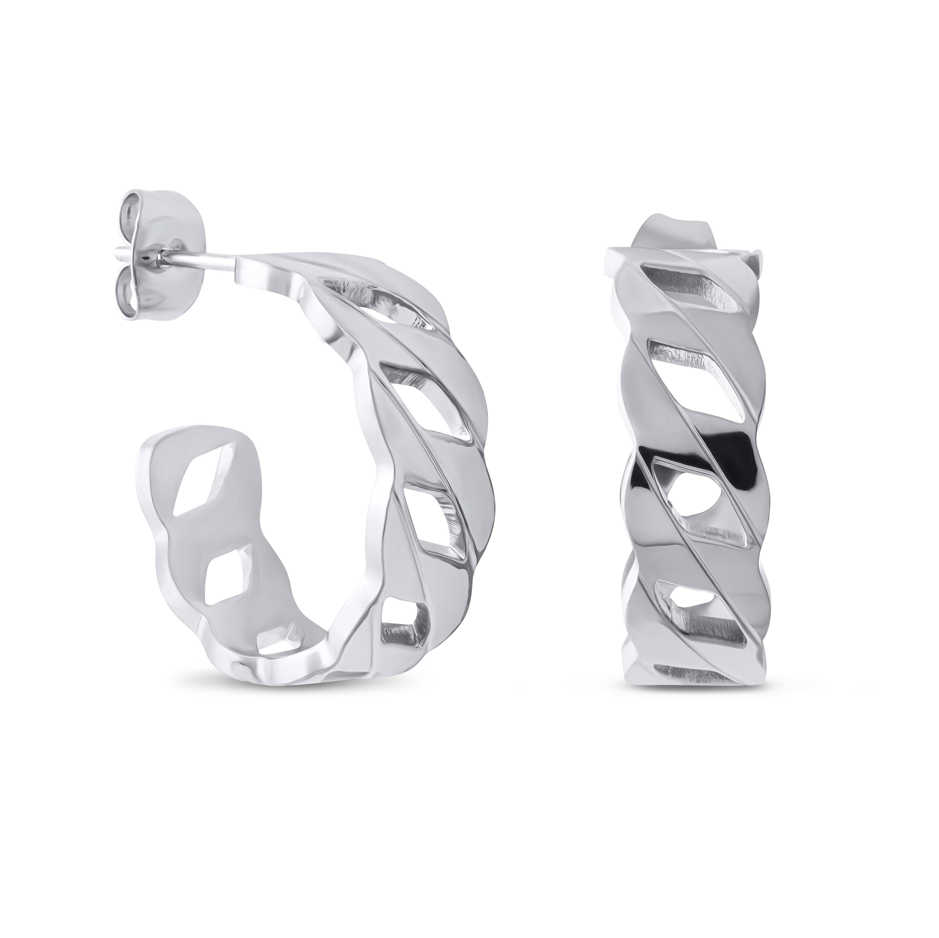 lily silver chain hoops