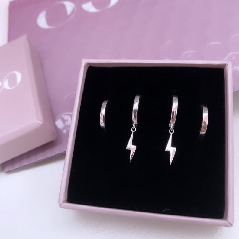 alex lightning bolt hoop earrings