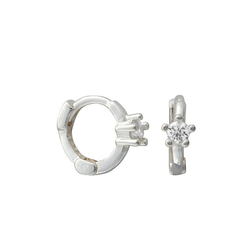 Minnie Solitaire Silver Huggies - Shop Cameo Ltd