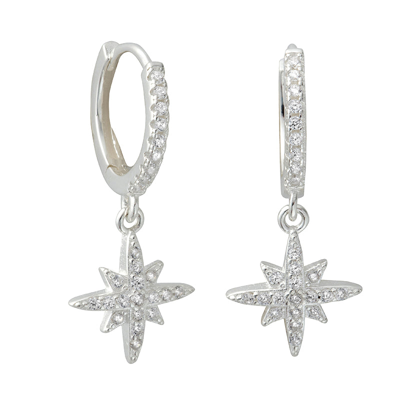 Marilyn Stardrop Hoops Silver - Shop Cameo Ltd
