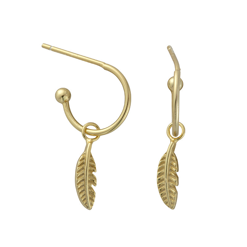 Grace Gold Feather Hoops - Shop Cameo Ltd