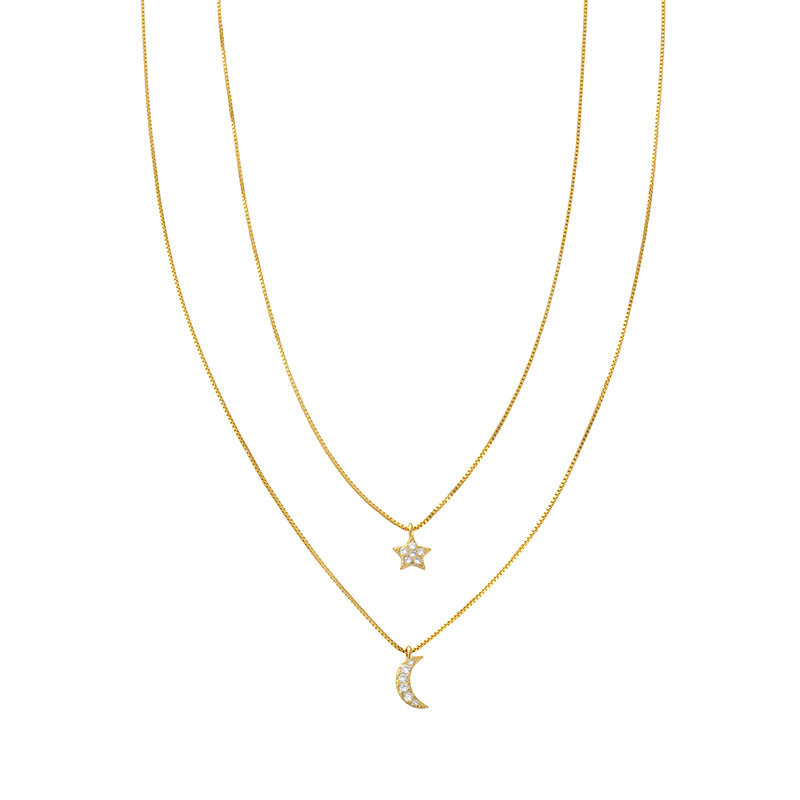 Stella Necklace Gold Moon & Star - Shop Cameo Ltd