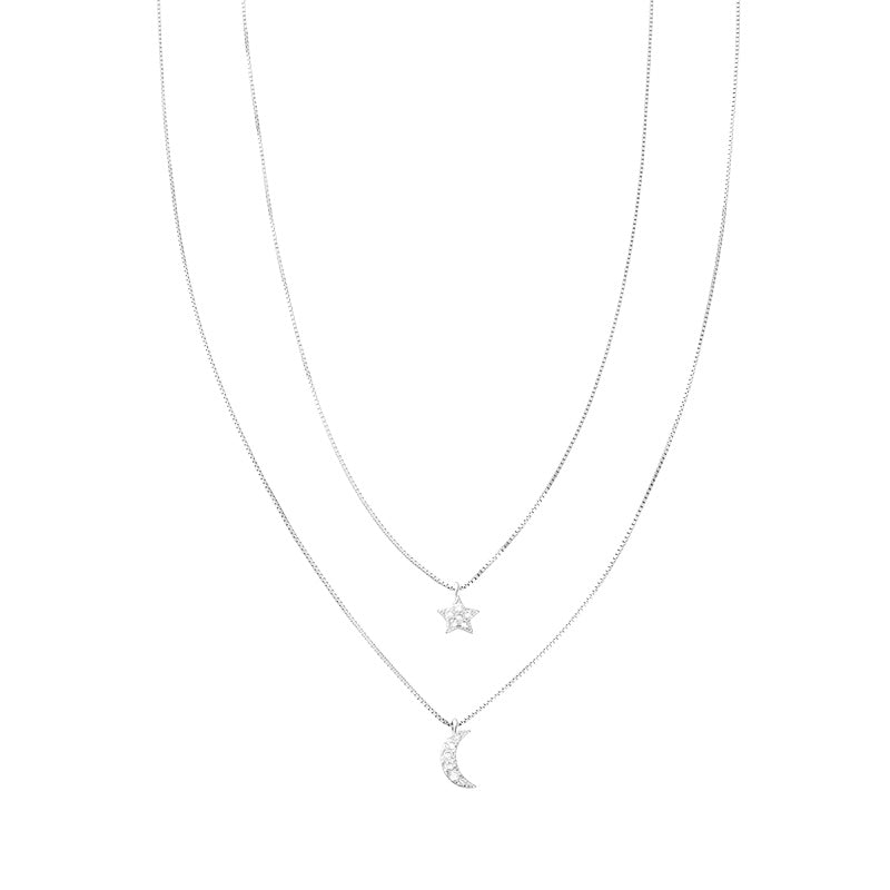 Stella Necklace Silver Moon & Star - Shop Cameo Ltd