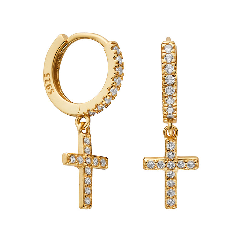 Sadie Gold Cross Hoop Earrings - Shop Cameo Ltd