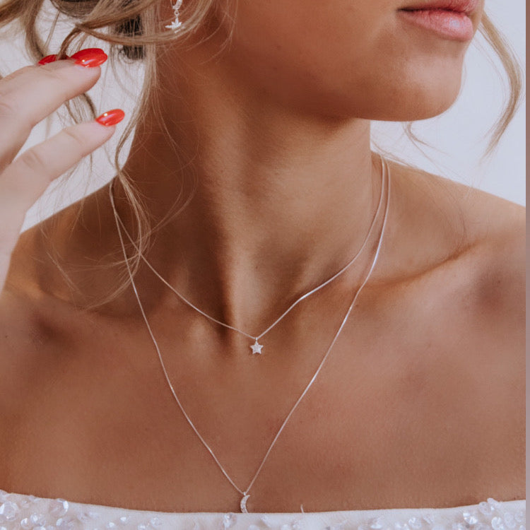 Stella Necklace Silver Moon & Star - Shop Cameo Ltd