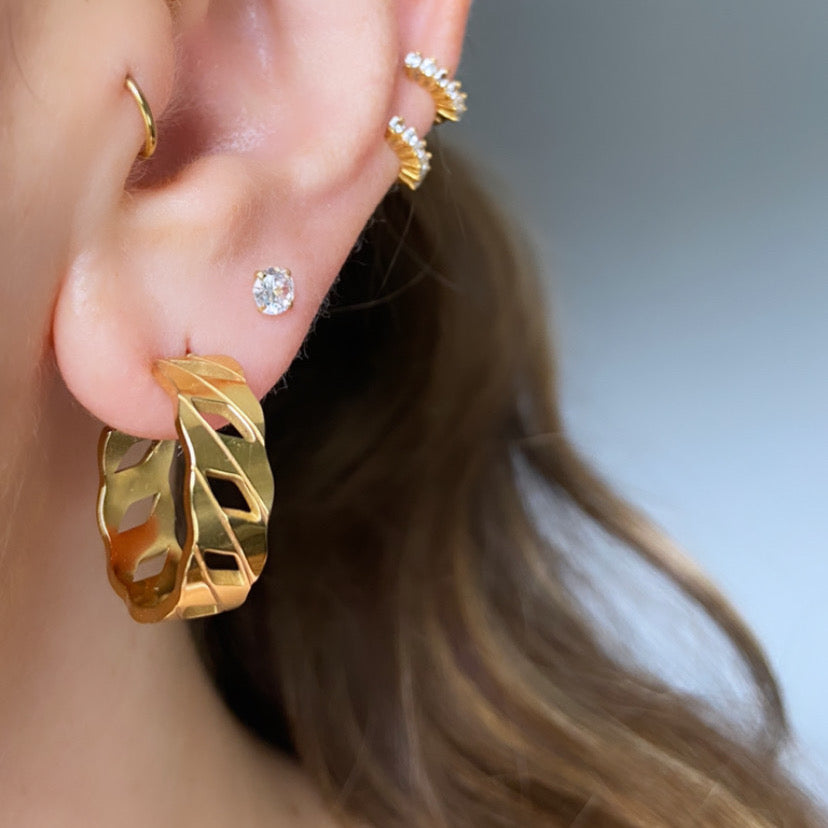 Lily Gold Chain Hoops - Cameo