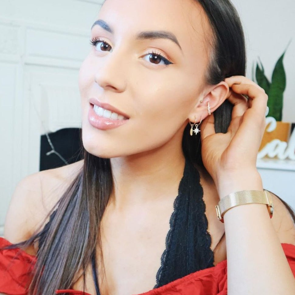 Grace Gold Feather Hoops - Shop Cameo Ltd