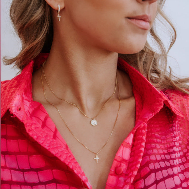 Megan Coin & Cross Gold Necklace - Shop Cameo Ltd