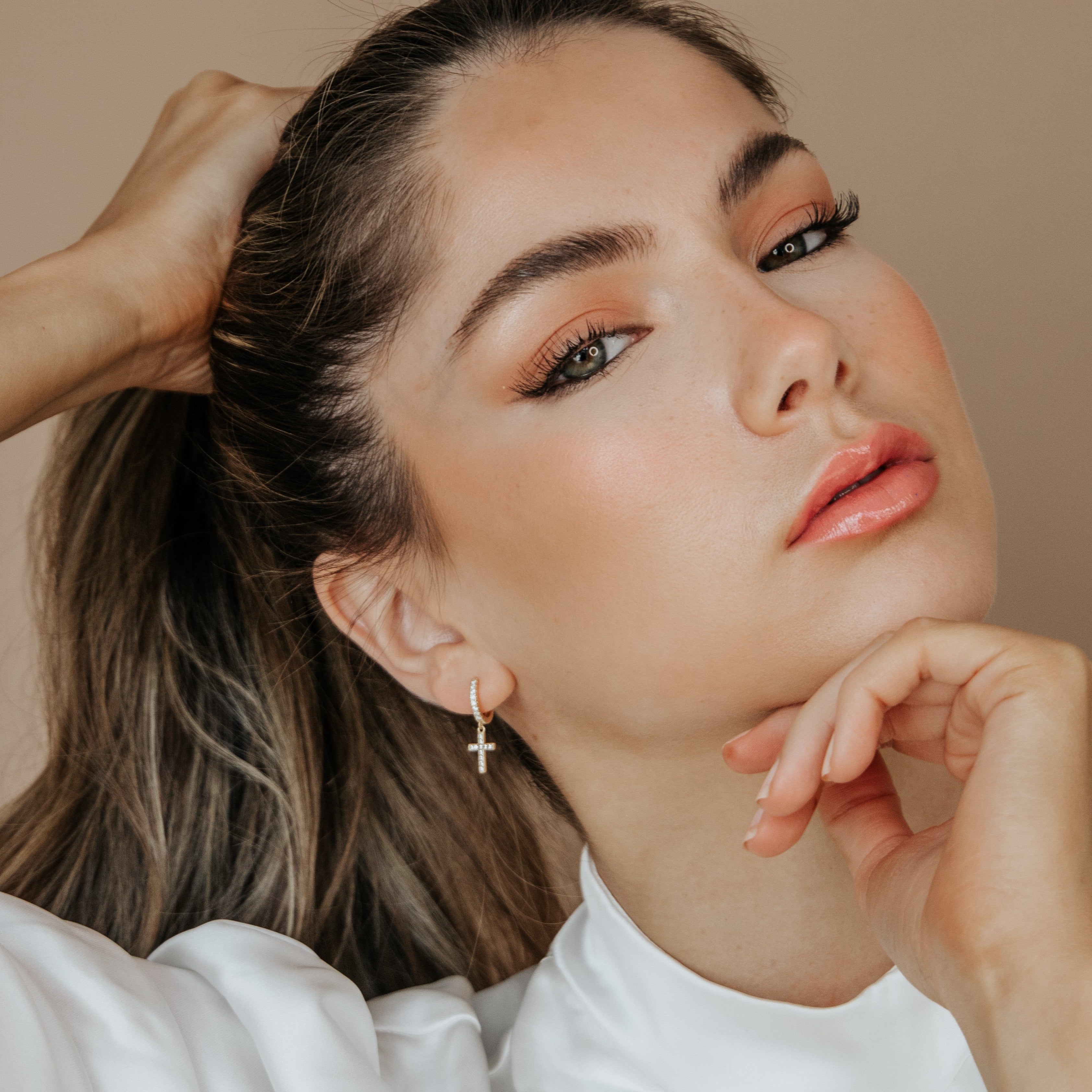 Sadie Gold Cross Hoop Earrings - Shop Cameo Ltd