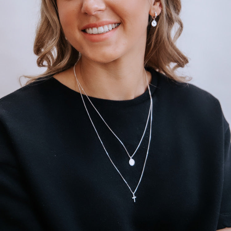 Megan Coin & Cross Silver Necklace - Shop Cameo Ltd