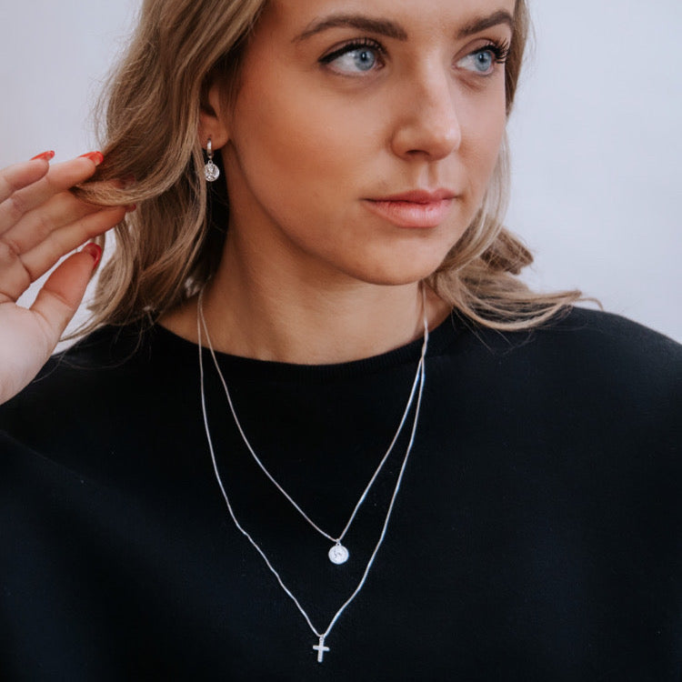 Megan Coin & Cross Silver Necklace - Shop Cameo Ltd