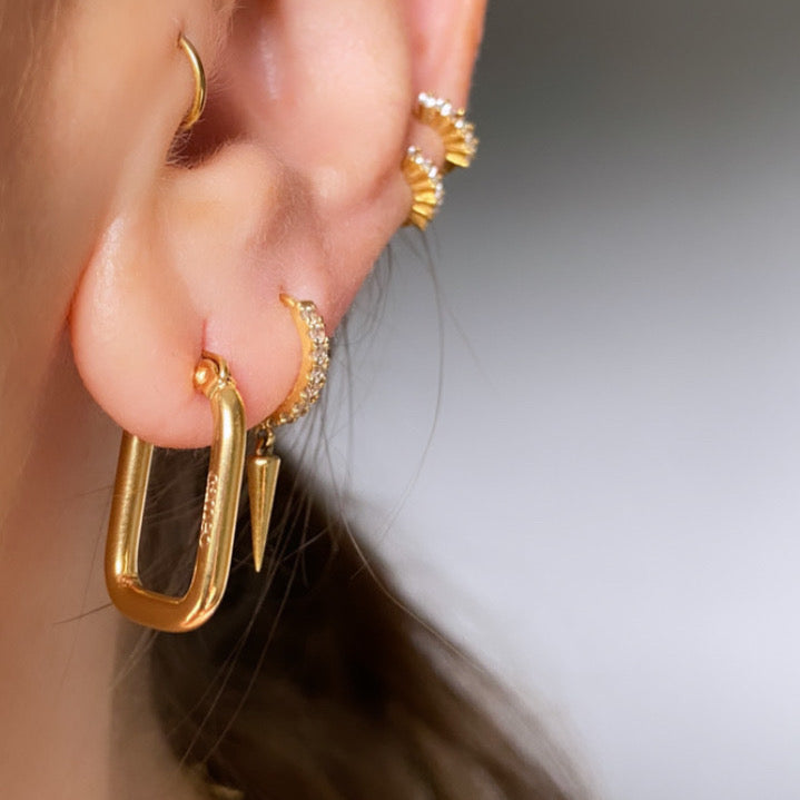 Gwen Gold Squoval Hoops - Cameo