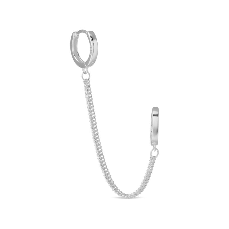 Silver Chain Huggies - Cameo