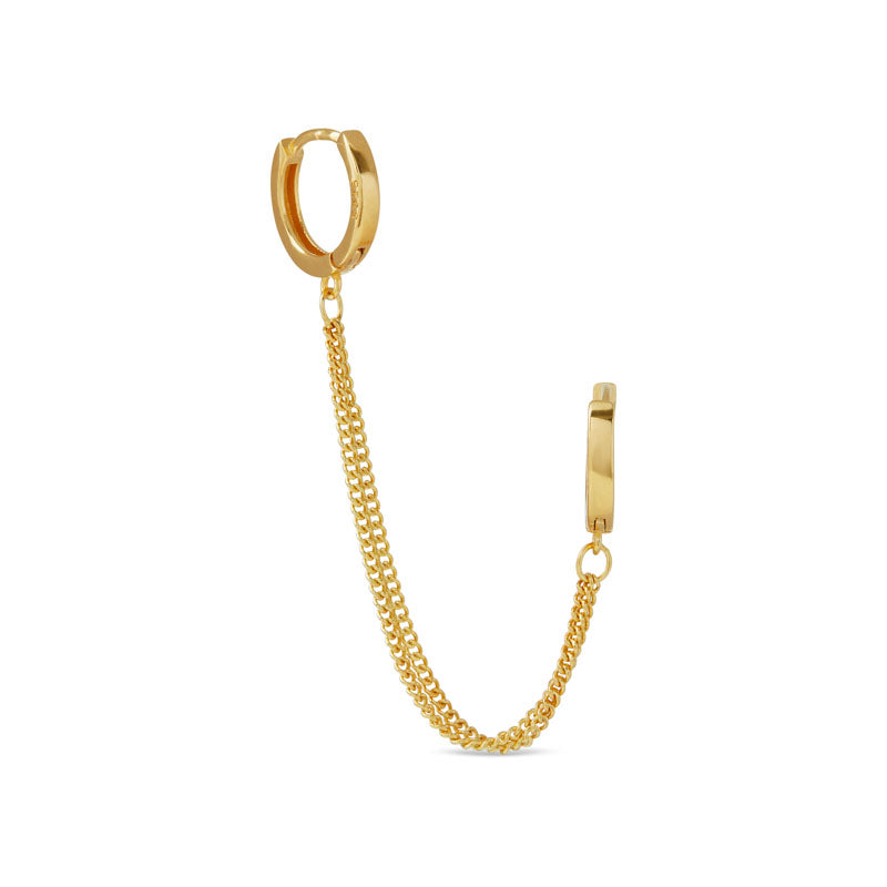 Gold Chain Huggies - Cameo