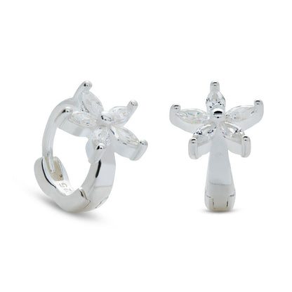 Mini Silver Flower Huggies - Cameo
