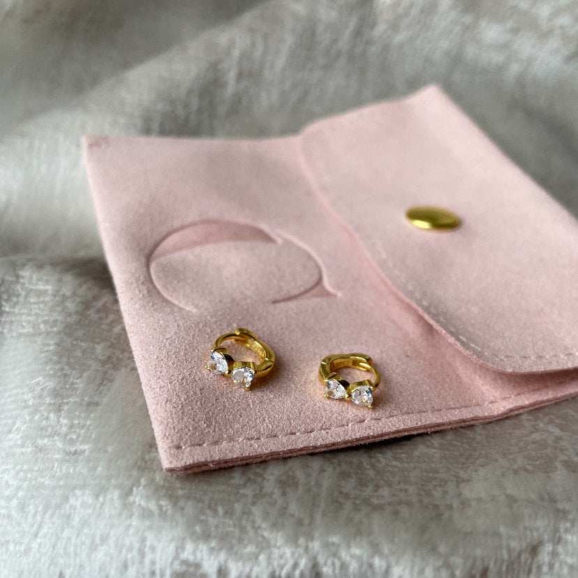 Mini Gold Bow Huggies - Cameo