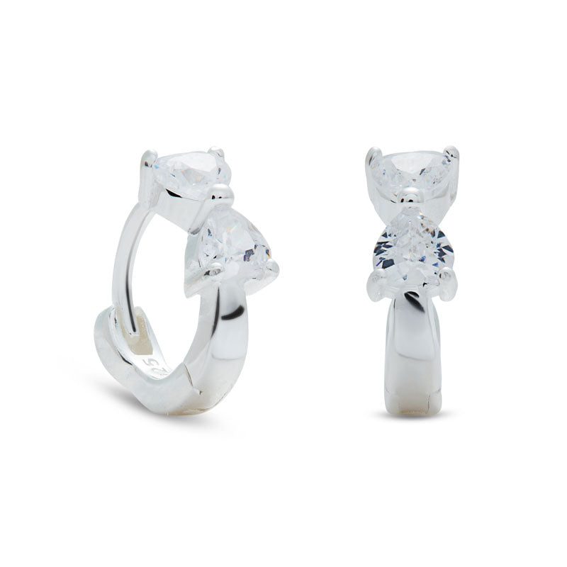 Mini Silver Bow Huggies - Cameo
