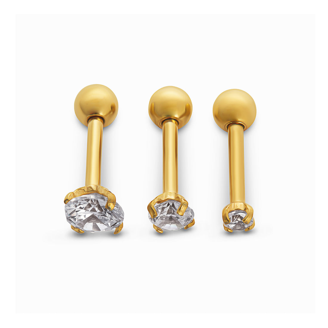 Gold Solitaire Cartilage Set - Cameo