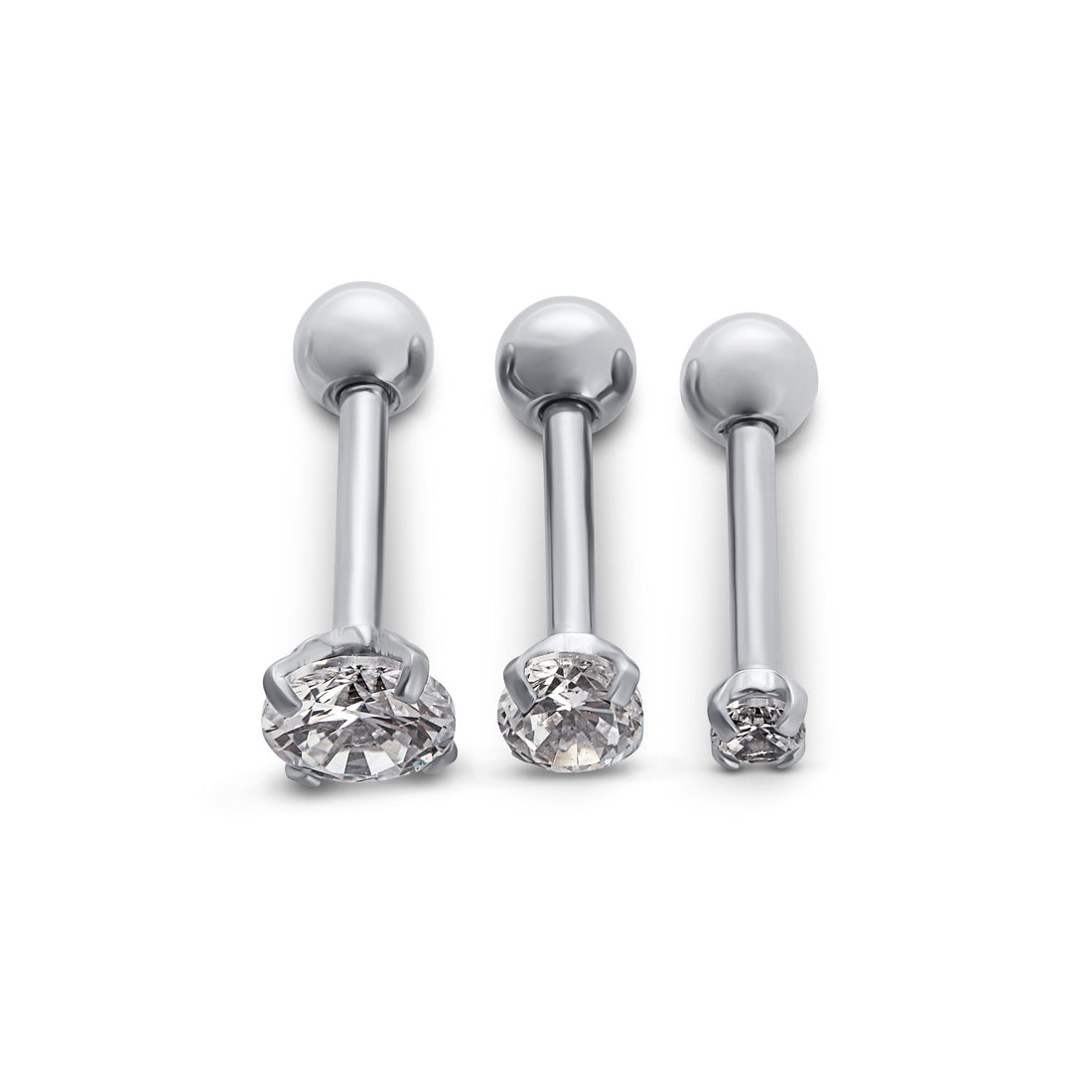 Silver Solitaire Cartilage Set - Cameo