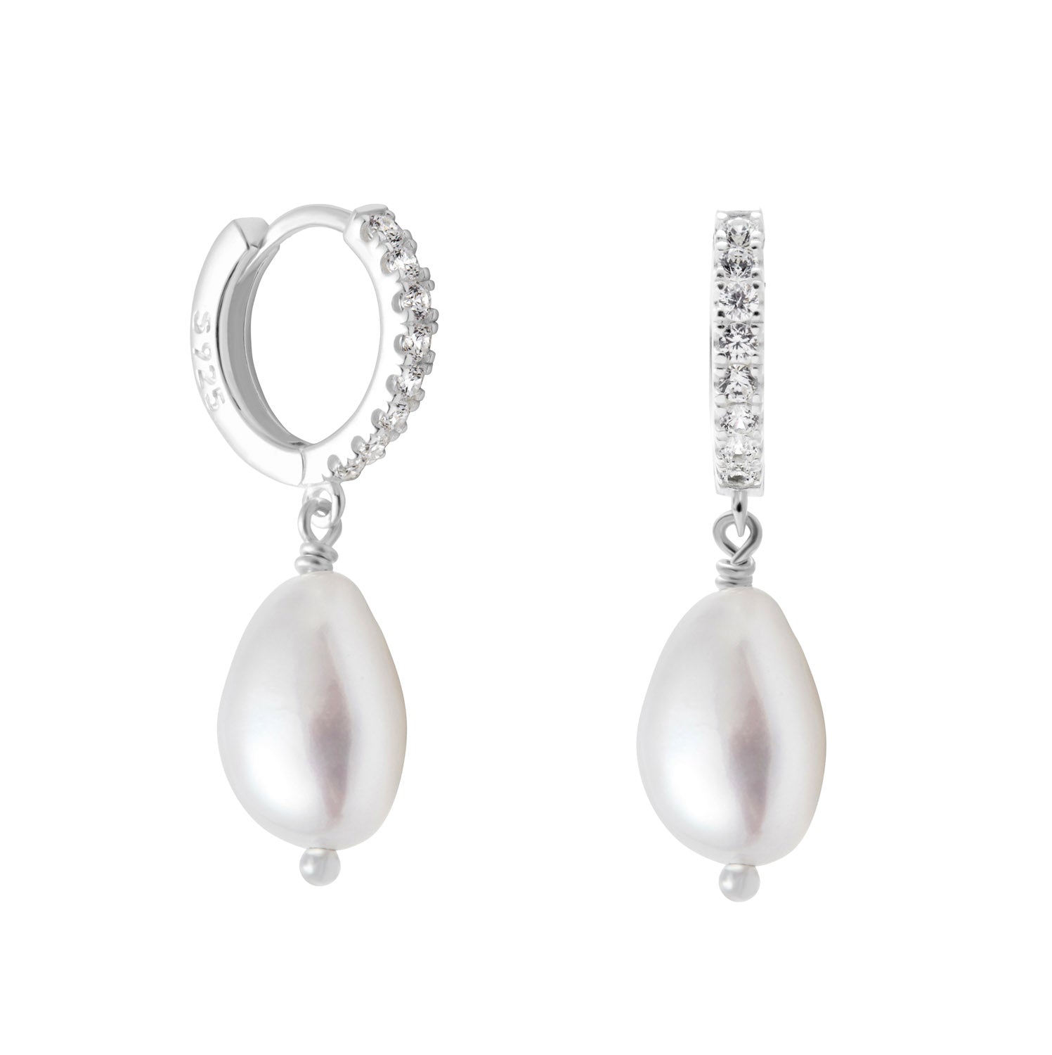 Pearl Silver Hoop Earrings - Shop Cameo Ltd