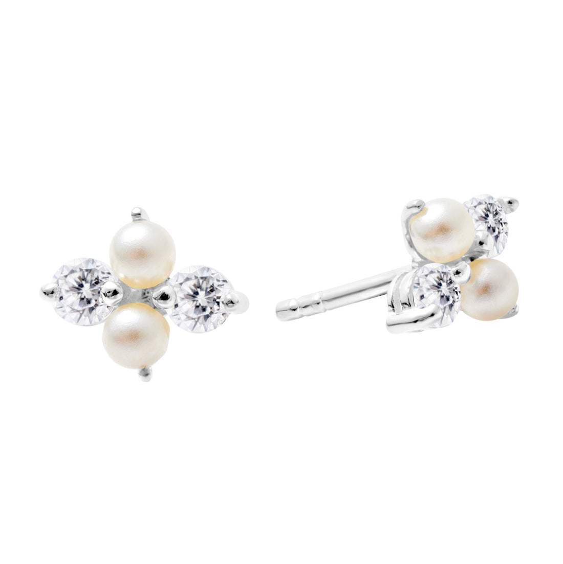 Sophia Pearl &amp; Gem Silver Stud Earrings - Shop Cameo Ltd