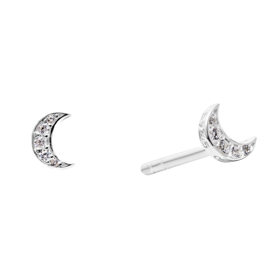 Luna Silver Moon Stud Earrings - Shop Cameo Ltd