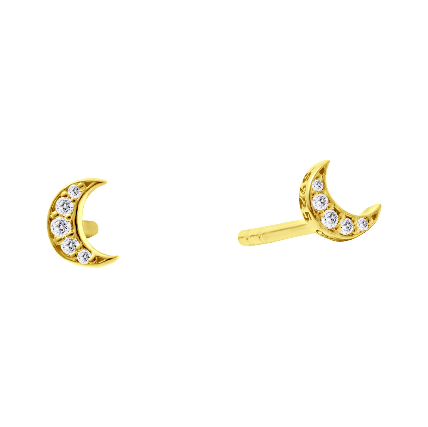 Luna Gold Moon Stud Earrings - Shop Cameo Ltd