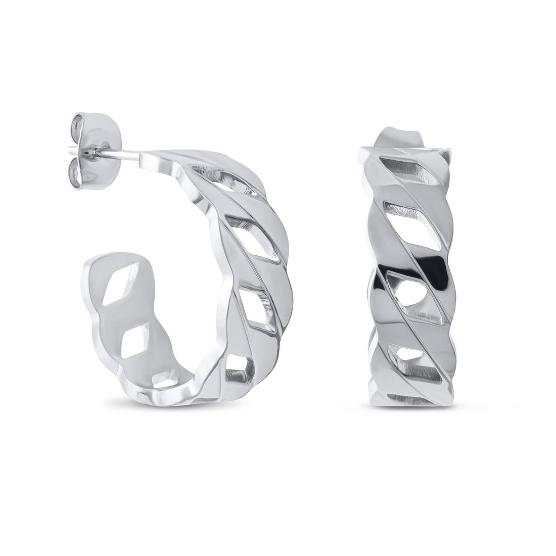 lily silver chain hoops