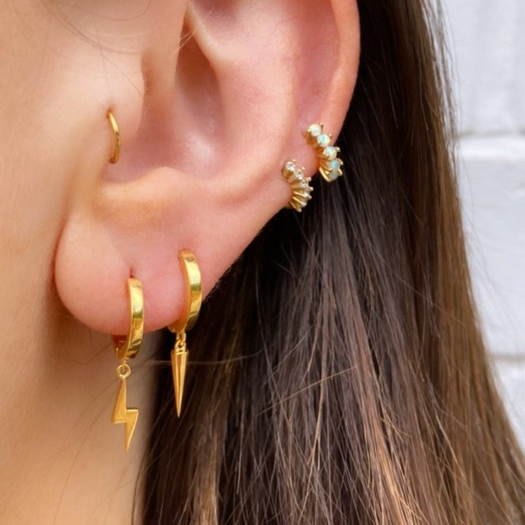 alex gold lightning bolt hoop earrings