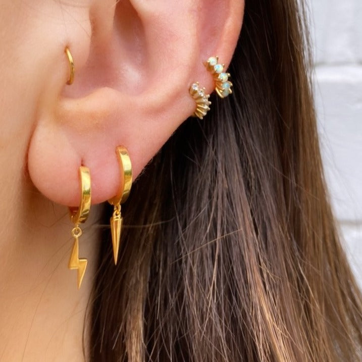 Gold spike hoop deals earrings