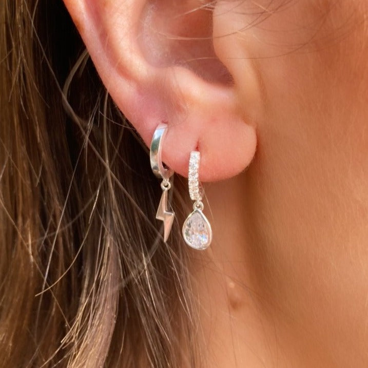 frankie silver teardrop hoop earrings