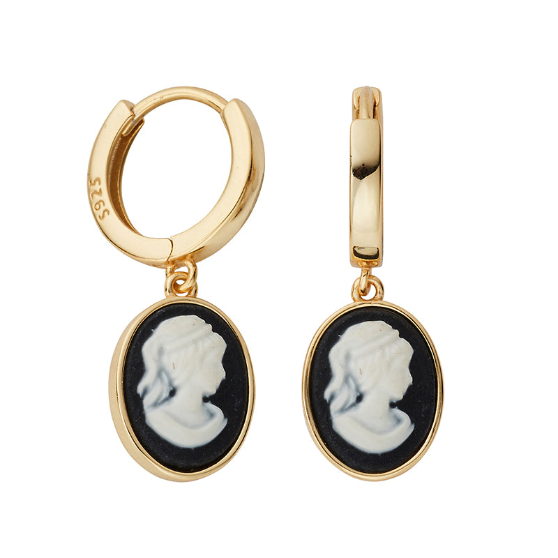 Penelope Gold Cameo Hoop Earrings - Shop Cameo Ltd