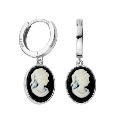 Penelope Silver Cameo Hoop Earrings - Shop Cameo Ltd