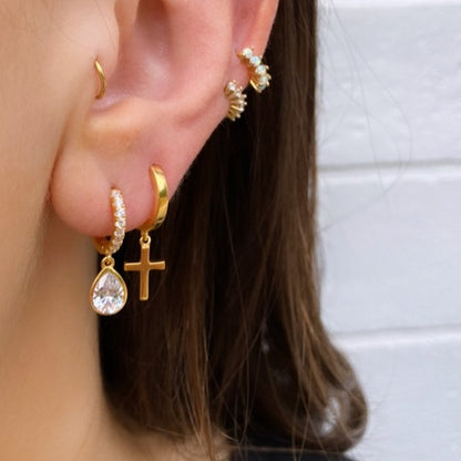 Leni Gold Cross Hoop Earrings - Shop Cameo Ltd
