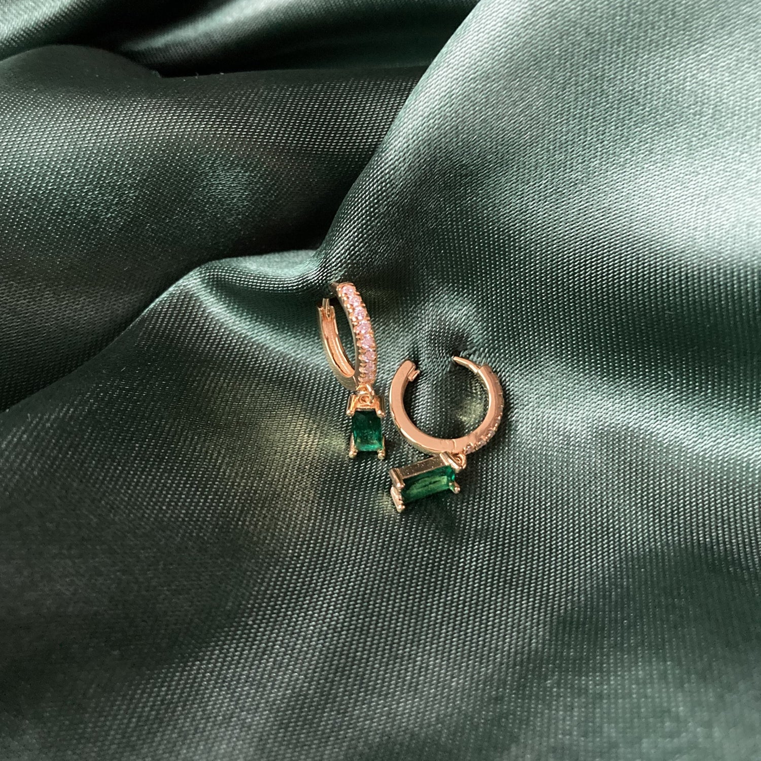 Emerald Gold Hoop Earrings - Shop Cameo Ltd