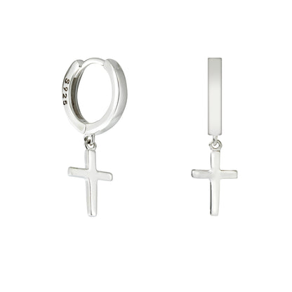 Leni Silver Cross Hoop Earrings - Shop Cameo Ltd