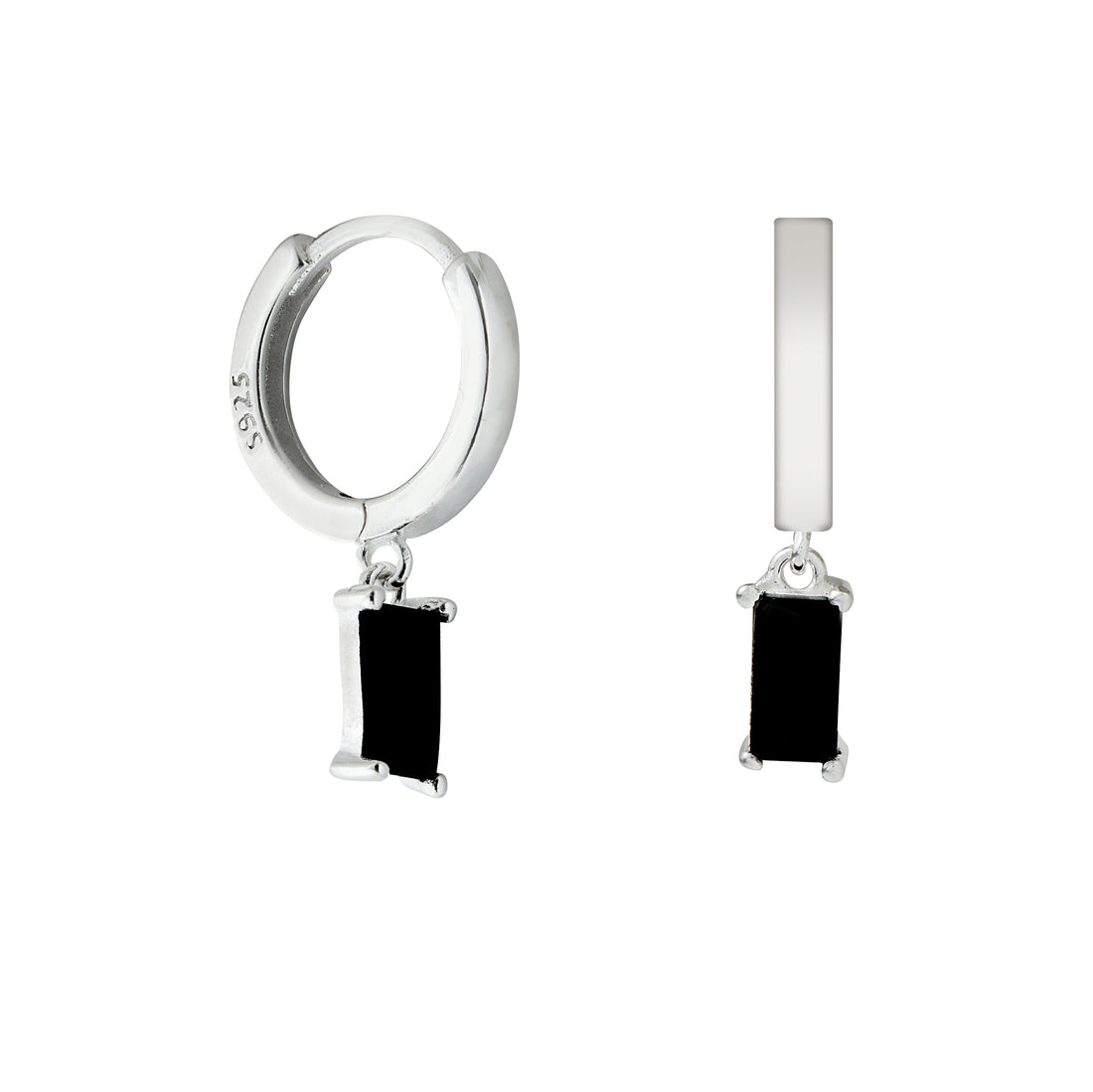 Jude Black &amp; Silver Hoop Earrings - Shop Cameo Ltd