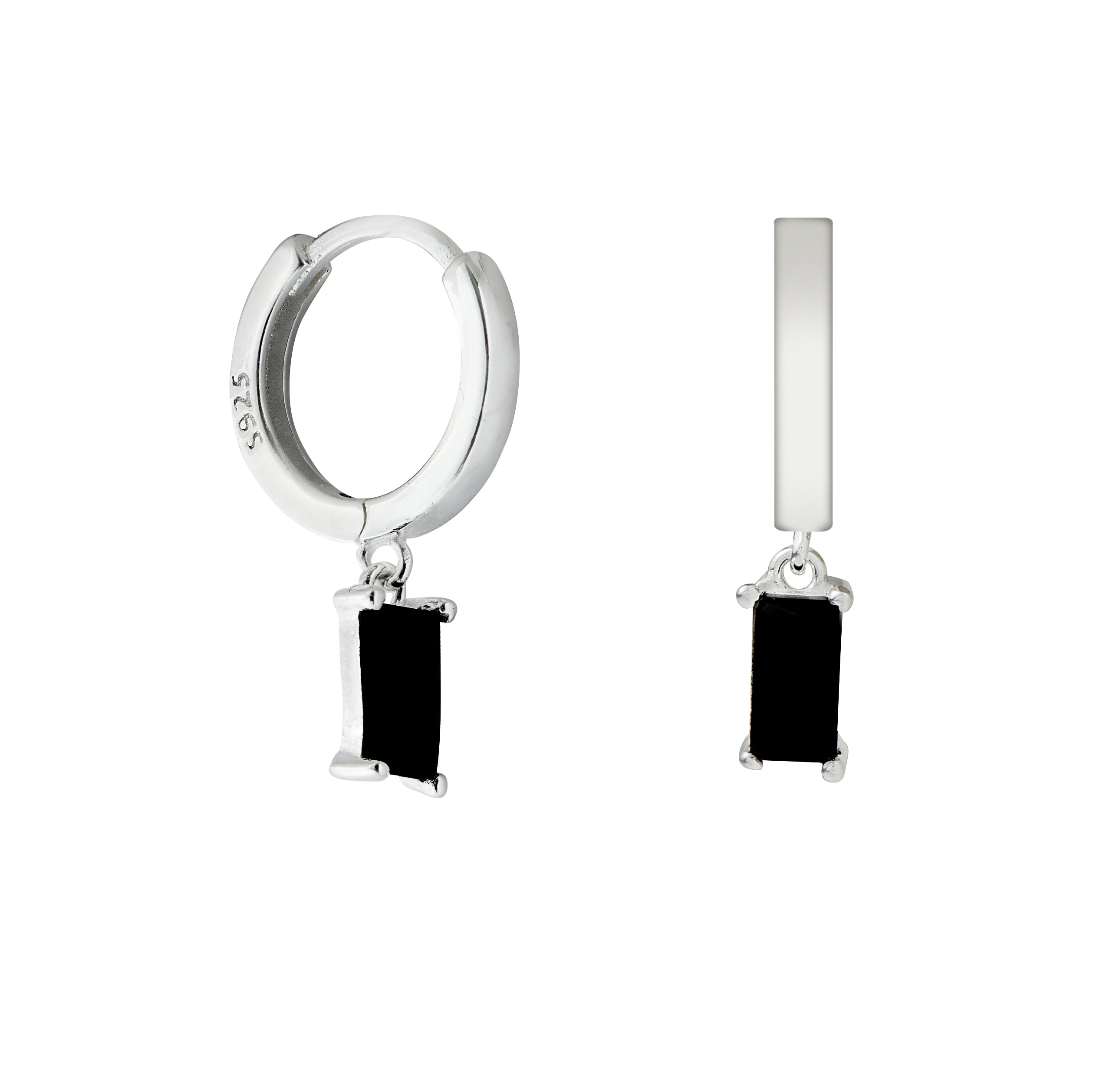 Jude Black &amp; Silver Hoop Earrings - Shop Cameo Ltd