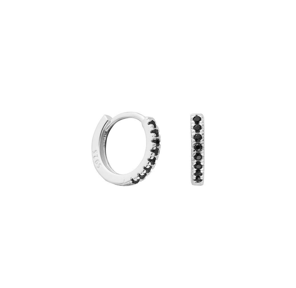 Imogen Silver & Black Midi Huggies - Shop Cameo Ltd