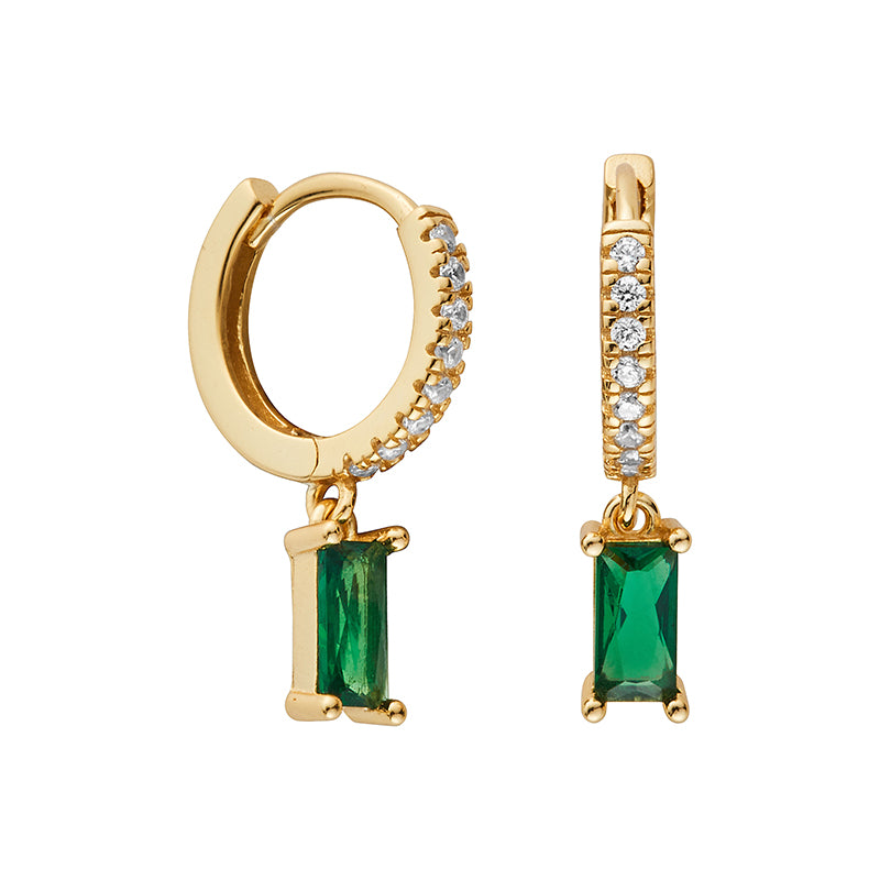 Emerald Gold Hoop Earrings - Shop Cameo Ltd