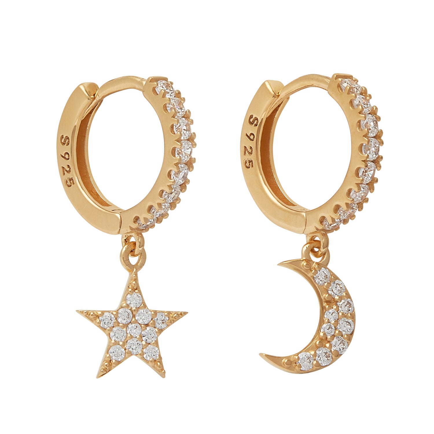 Stella Moon &amp; Star Gold Hoop Earrings - Shop Cameo Ltd