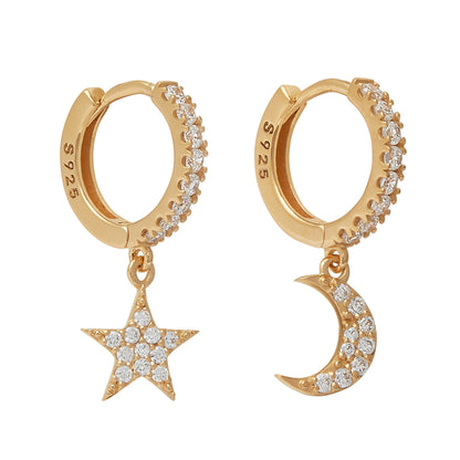Stella Moon &amp; Star Gold Hoop Earrings - Shop Cameo Ltd