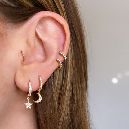 Stella Moon &amp; Star Gold Hoop Earrings - Cameo