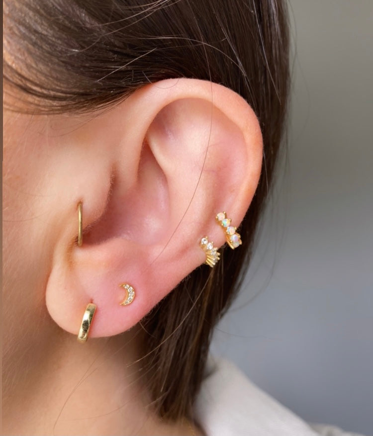 Luna Gold Moon Stud Earrings - Shop Cameo Ltd